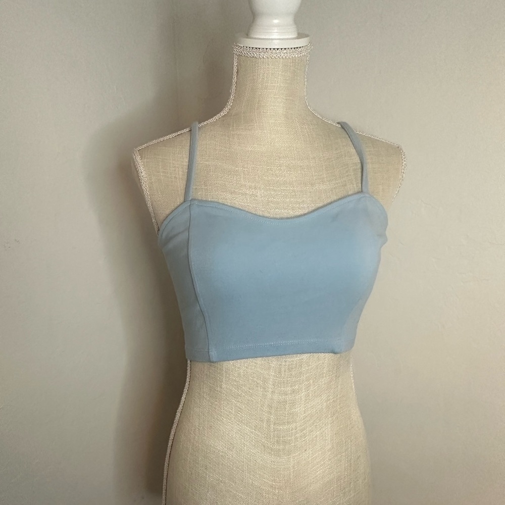 Forever 21 light blue cotton crop top size M